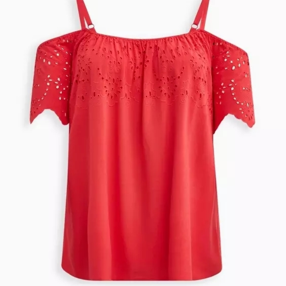 Torrid Red Eyelet Top
